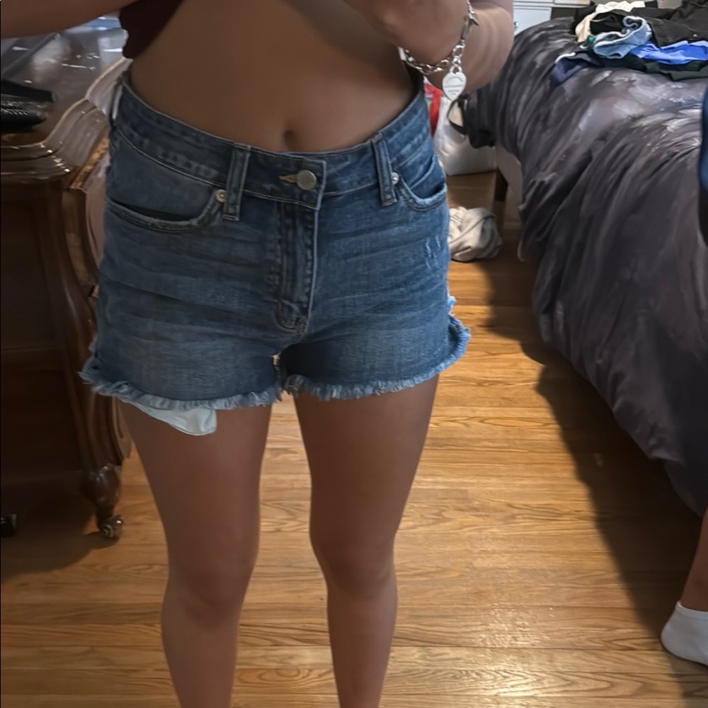 Just USA Blue Jean Shorts Distressed Hem